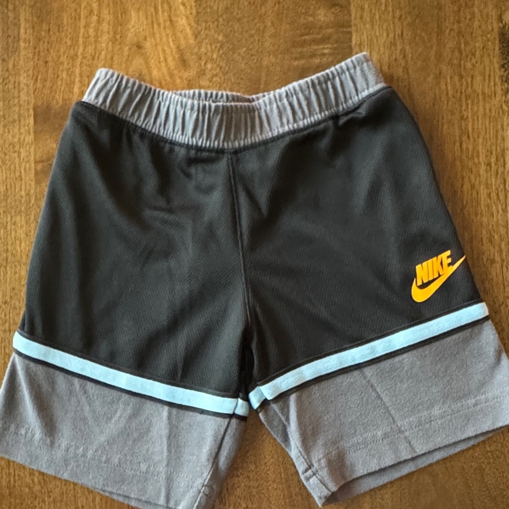 Nike Boys' Black & Gray Athletic Shorts with Yellow Logo